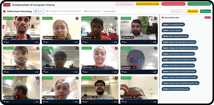 Online Exam Live Proctoring report
